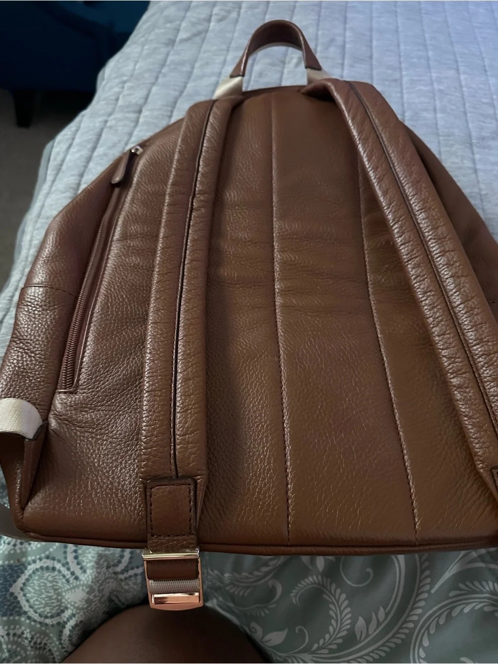Michael Kors Chestnut Pebbled Leather Backpack with Gold Logo